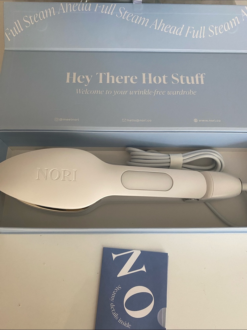 😍NORI Press NIB White Handheld Steamer/Iron - Travel-Friendly NEVER USED